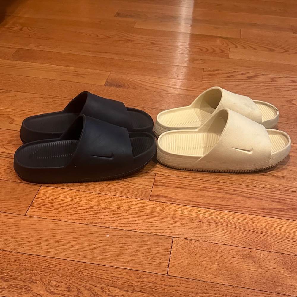 Nike Calm slides -Mens size 9 Black and Sesame Slide Sandals